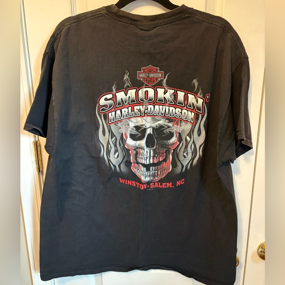 Harley Davidson Skull Shirt XL Black Graphic Smokin Poker Biker Tee